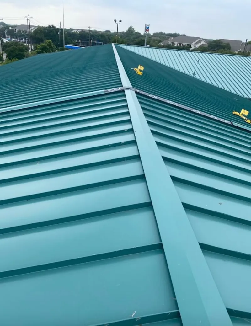 Green commercial metal roof ridge and valley for Metal Roof Repair in Deerfield Beach